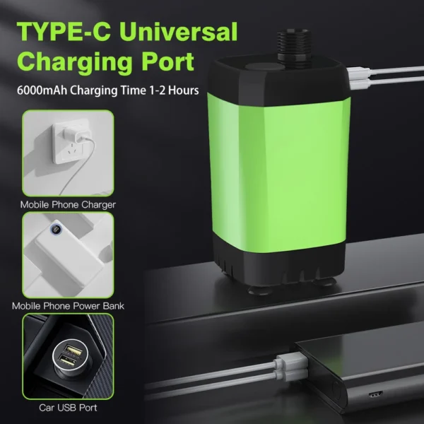 Portable Camping Shower Pump with Digital Display 6000mAh - Image 5