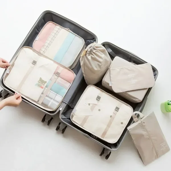 7-Piece Travel Bag Organizer Set for Clothes, Shoes & More - Image 9