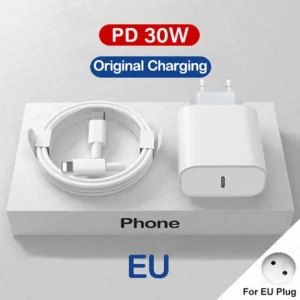 Apple 30W Fast Charger with USB-C to Lightning Cable