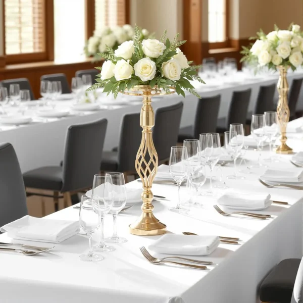 Gold Wedding Centerpiece Flower Stands – 10pcs Set - Image 4