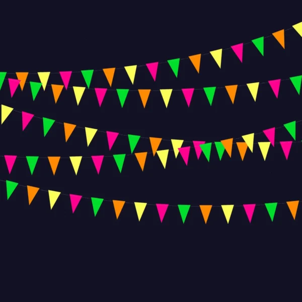 5-Color Neon Glow Paper Flag Banner for Party Decor - Image 3