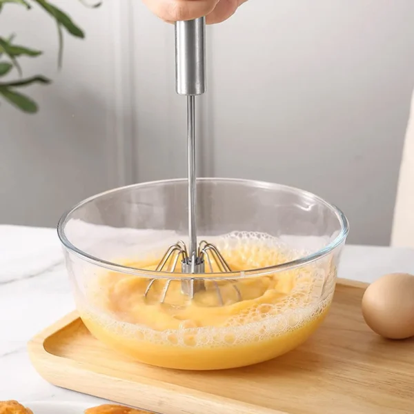 Stainless Steel Press Handle Egg Beater Mixer - Image 3