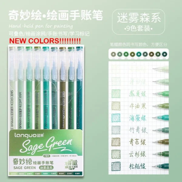 Set of 6 Morandi Gel Pens for Drawing & DIY Projects - Image 13