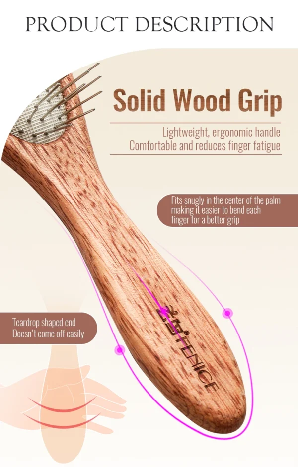 Fenice Solid Wood Pet Comb – Cat & Dog Hair Remover Brush - Image 15