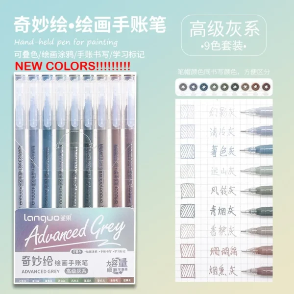 Set of 6 Morandi Gel Pens for Drawing & DIY Projects - Image 17
