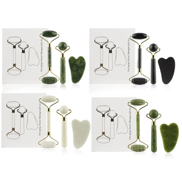 3-in-1 Jade Roller & Gua Sha Facial Massage Set