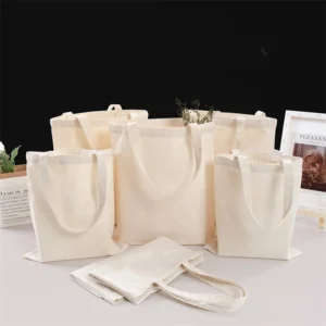 Eco-Friendly Large Canvas Shopping Tote – Beige White