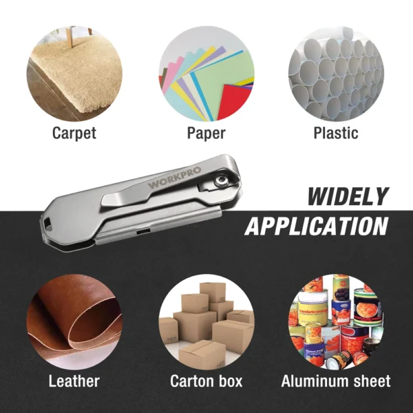 WORKPRO Folding Pocket Utility Knife – Stainless Steel, Quick Change - Image 4