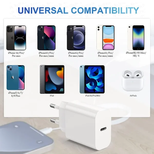 30W Apple Fast Charger with USB-C to Lightning Cable - Image 6