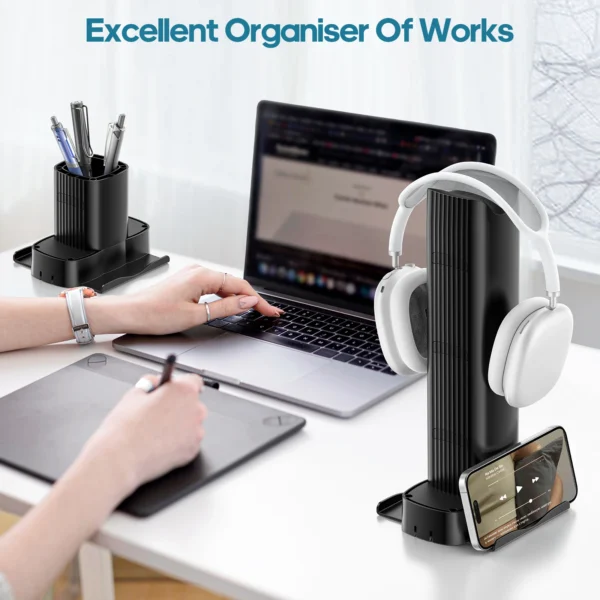 KDD 4-in-1 Headphone & Phone Stand with Pen Holder
