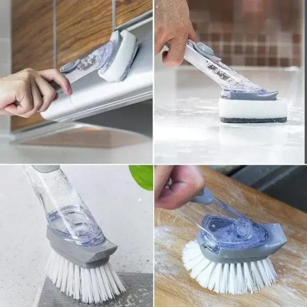 Refillable Kitchen Cleaning Brush with Soap Dispenser - Image 3