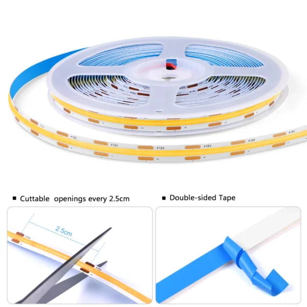Rybakov COB LED Strip Touch Light 320 LEDs/m – Warm/Neutral - Image 4