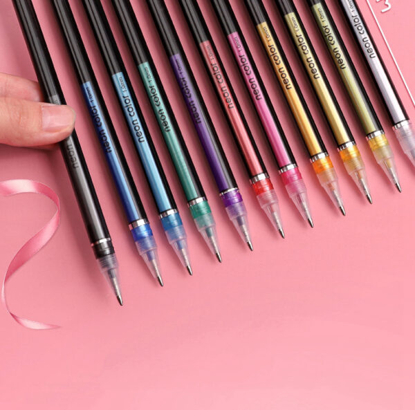 Vibrant Metallic Gel Pen Set – 12/24 Colors for Art & Journals - Image 35
