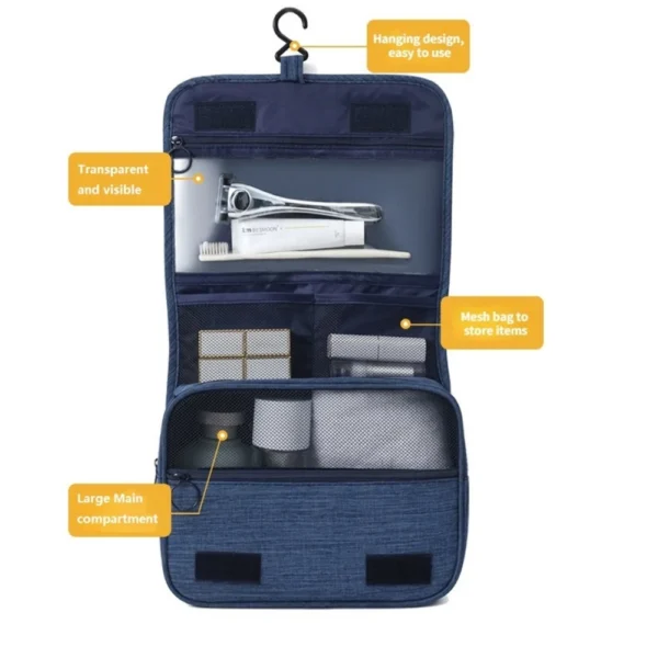 Large Capacity Waterproof Toiletry & Makeup Bag with Hook - Image 4