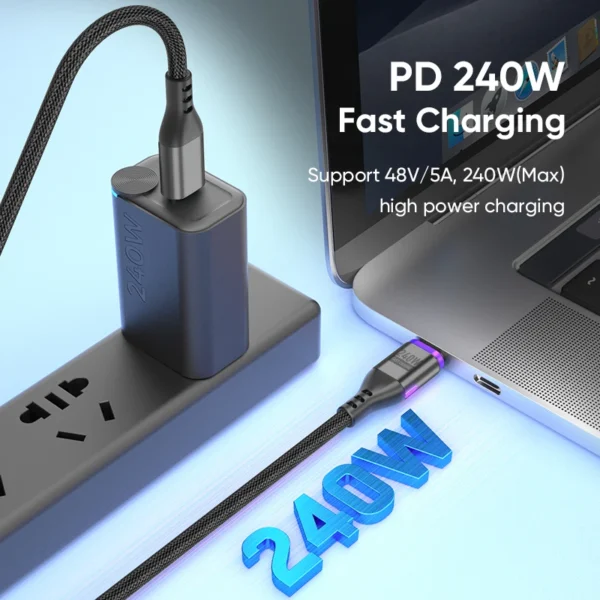 AUFU 240W Magnetic USB-C to USB-C Cable, 5A Fast Charge - Image 3