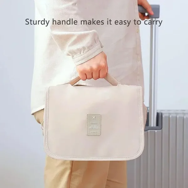 Waterproof Travel Makeup Bag with Hook – Toiletries Organizer - Image 4