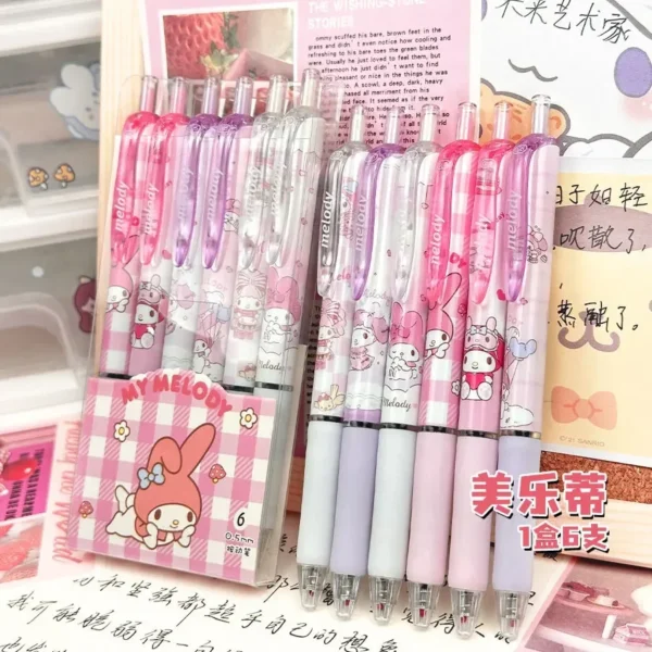 Sanrio 6pcs Gel Pen Set 0.55mm Cute Cartoon Design - Image 6