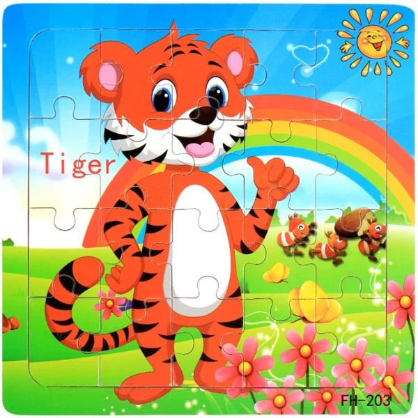 20-Piece Wooden 3D Animal & Vehicle Jigsaw Puzzle - Image 19