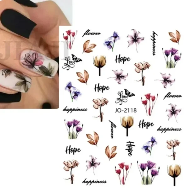 3D Nail Art Stickers White Daisy Floral & Fruit Decals - Image 48