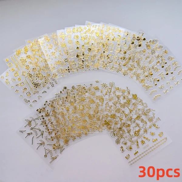 30 Sheets 3D Nail Stickers Flowers & Butterfly Designs - Image 28