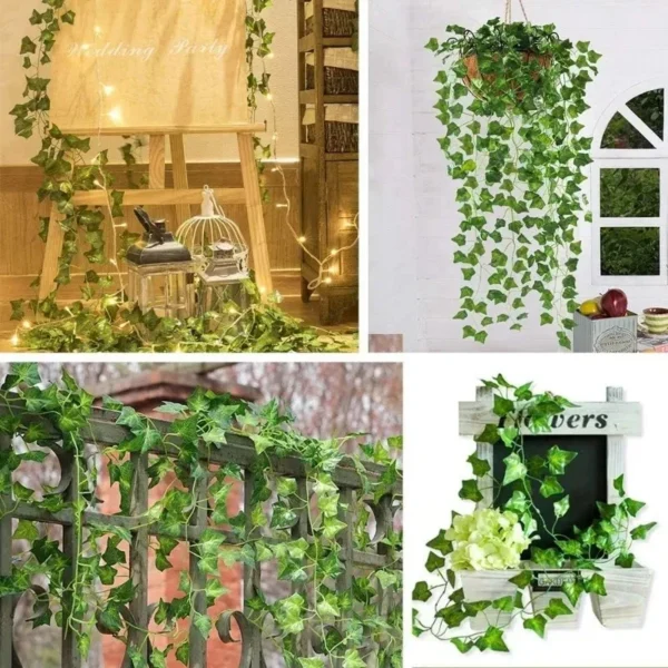 Artificial Green Ivy Leaf Hanging Vine Garland 30PCS - Image 7