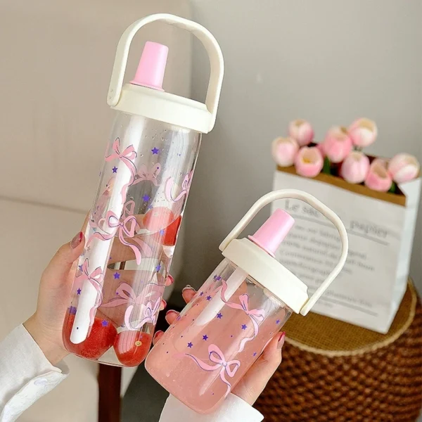 Cute Leakproof Straw Water Bottle 500/800ml - Image 2