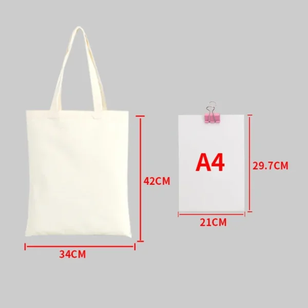 Eco-Friendly Large Canvas Shopping Tote – Beige White - Image 9