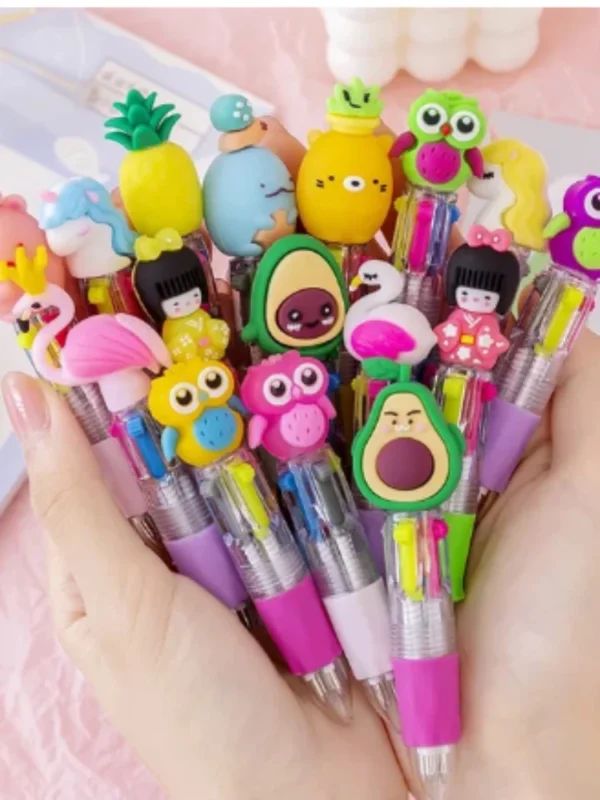 Cute Cartoon Mini Ballpoint Pens – 4 Colors, Fun Set