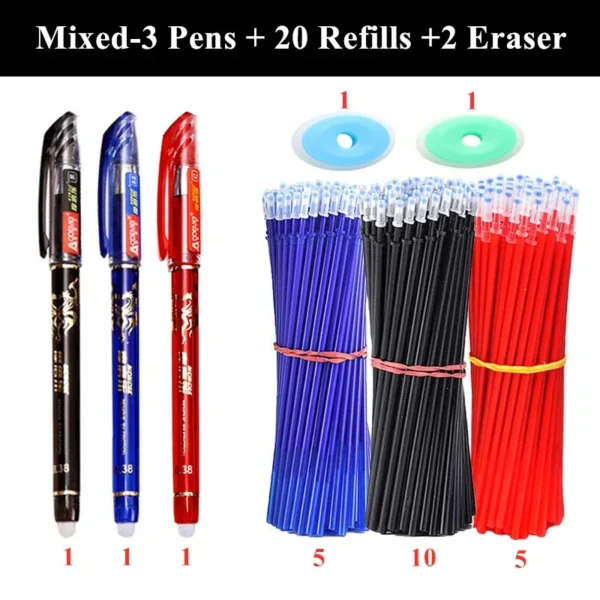 3 Erasable Gel Pens with 20 Refills & Reusable Erasers - Image 7