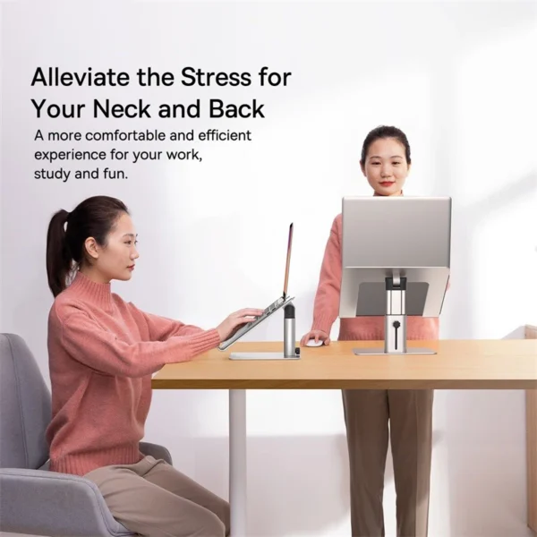 Baseus Adjustable Aluminium Laptop Stand – Silver - Image 4