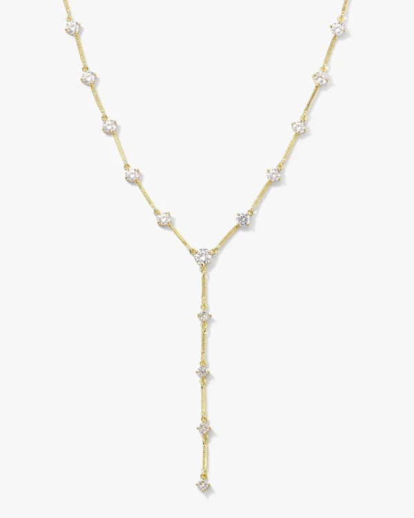 Geometric CZ Lariat Link Chain Choker Necklace Women - Image 7