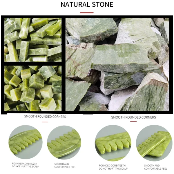Natural Jade Gua Sha Comb Massager for Face & Body - Image 5