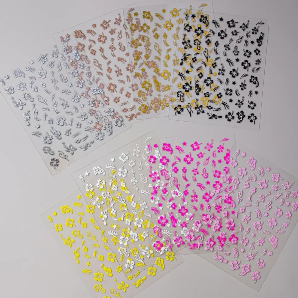 Hibiscus Flower Nail Stickers – 3D Self-Adhesive Decals - Image 18