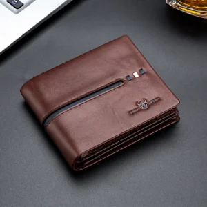 BULLCAPTAIN Men’s Genuine Leather RFID Business Wallet