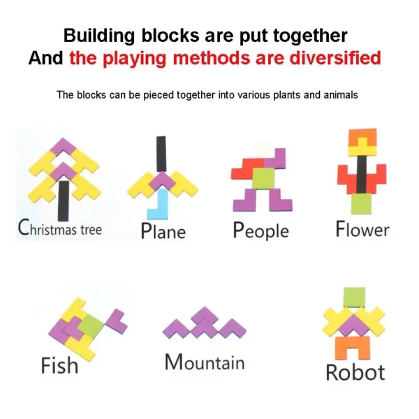 Wooden Tangram Puzzle Blocks Educational Toy Set - Image 4