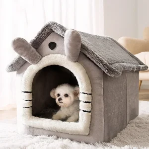 Folding Dog & Cat House – Removable Cover Pet Bed