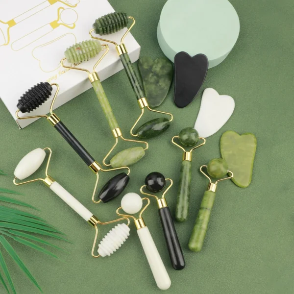 3-in-1 Jade Roller & Gua Sha Facial Massage Set - Image 6