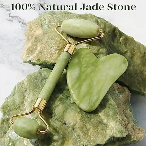 Natural Jade Roller & Gua Sha Massage Set - Image 2