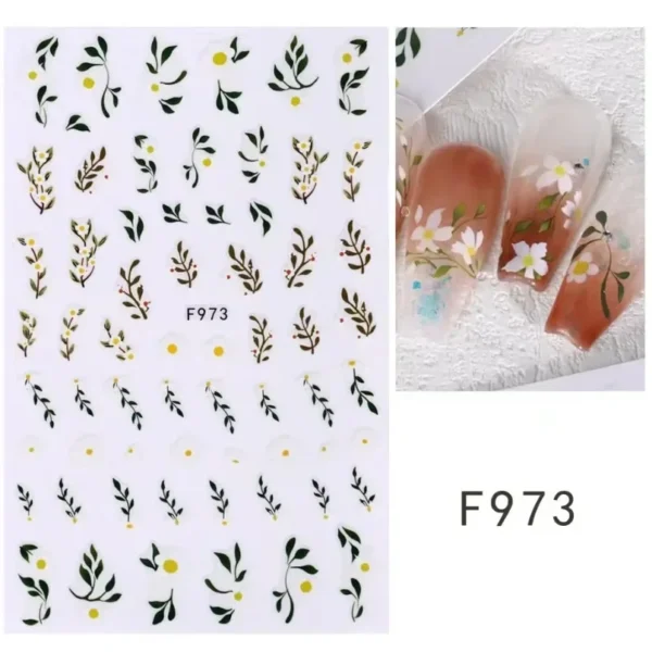 3D Nail Art Stickers White Daisy Floral & Fruit Decals - Image 6