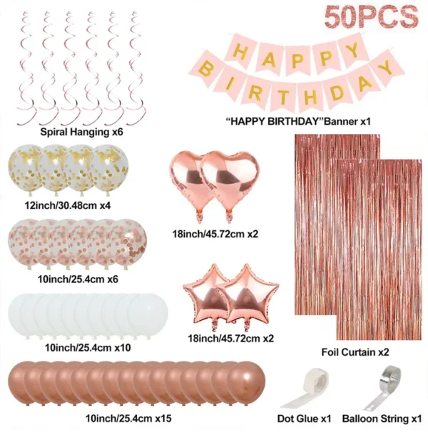Rose Pink & Gold Birthday Balloon Garland Set - Image 17