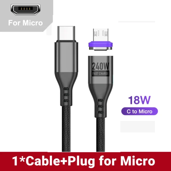 AUFU 240W Magnetic USB-C to USB-C Cable, 5A Fast Charge - Image 7