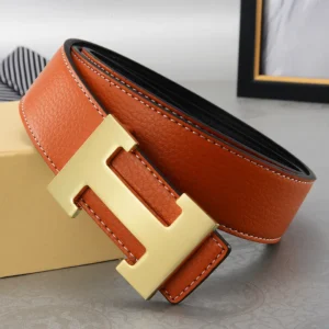 Men’s Elegant Multi-Colour Belt with Golden H Buckle