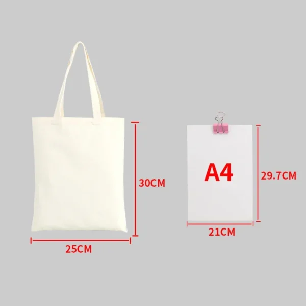 Eco-Friendly Large Canvas Shopping Tote – Beige White - Image 13