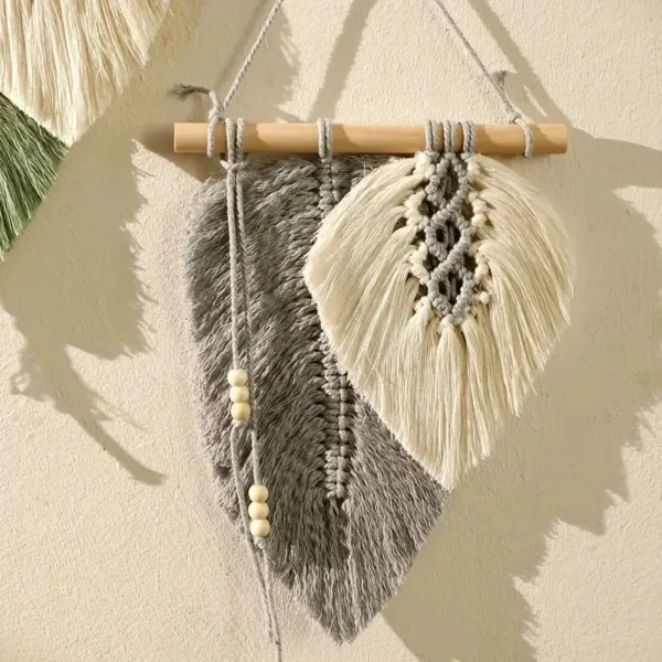 Boho Macrame Wall Hanging Leaf Tapestry – Handmade - Image 8
