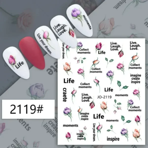 3D Nail Art Stickers White Daisy Floral & Fruit Decals - Image 47