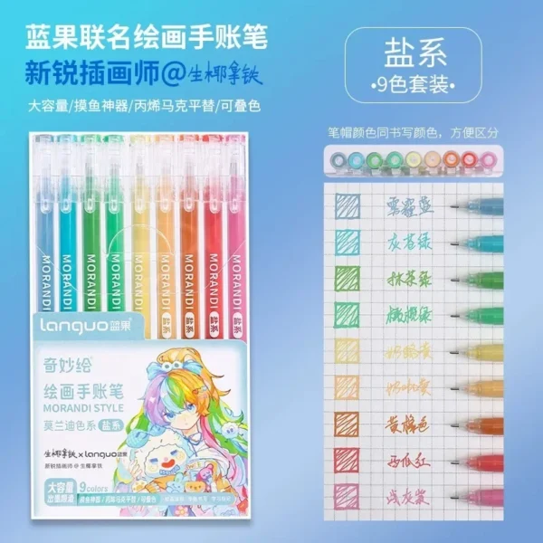 Set of 6 Morandi Gel Pens for Drawing & DIY Projects - Image 16