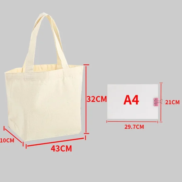 Eco-Friendly Large Canvas Shopping Tote – Beige White - Image 15