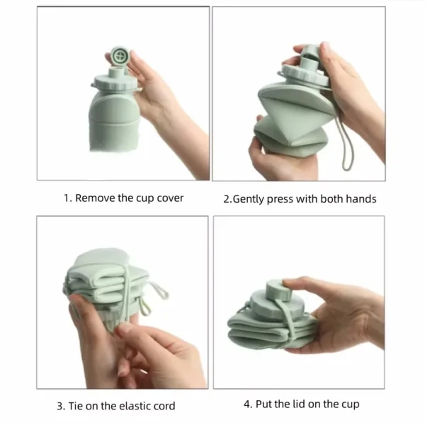 600ml Silicone Folding Water Bottle – Portable & Reusable - Image 3