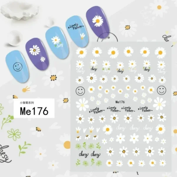 3D Nail Art Stickers White Daisy Floral & Fruit Decals - Image 12