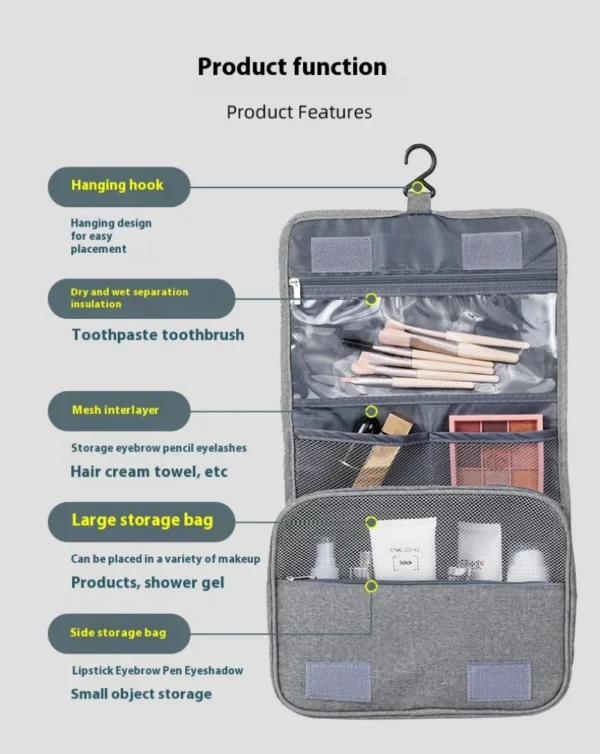 Foldable Toiletry & Makeup Bag – Compact Travel Storage Case - Image 5